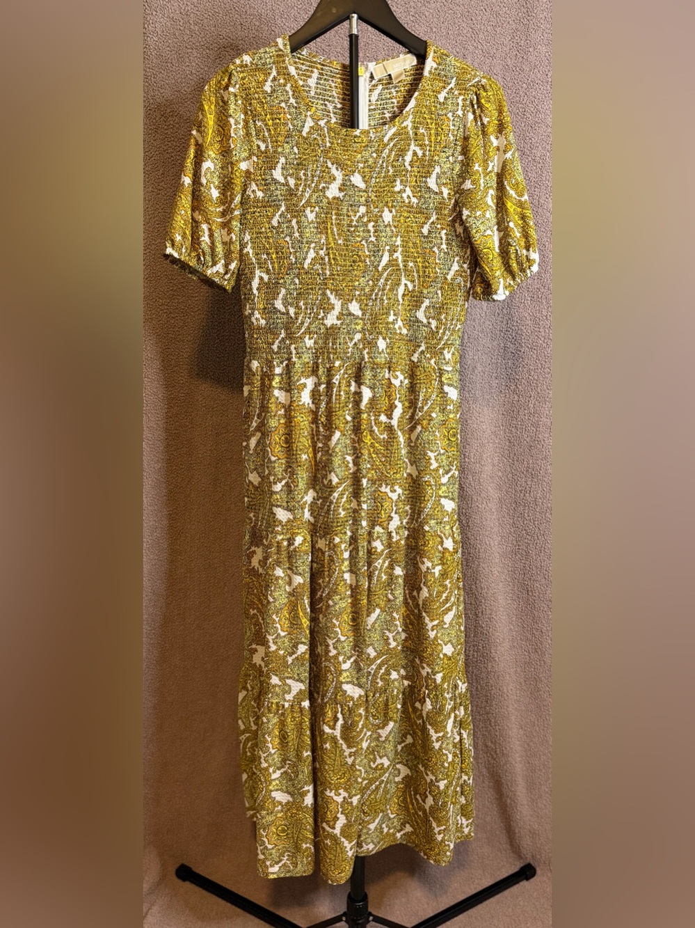 Michael Kors Paisley Smocked Midi Dress Size M